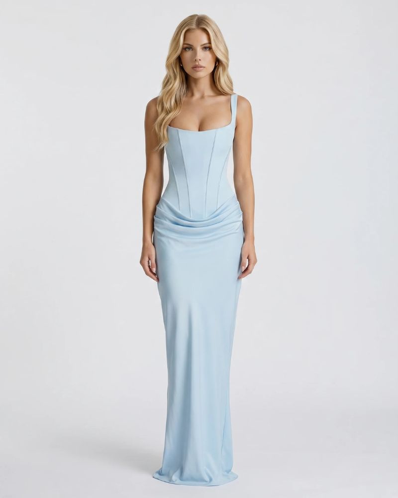 Cerene Corset Maxi Dress - Glacier Blue