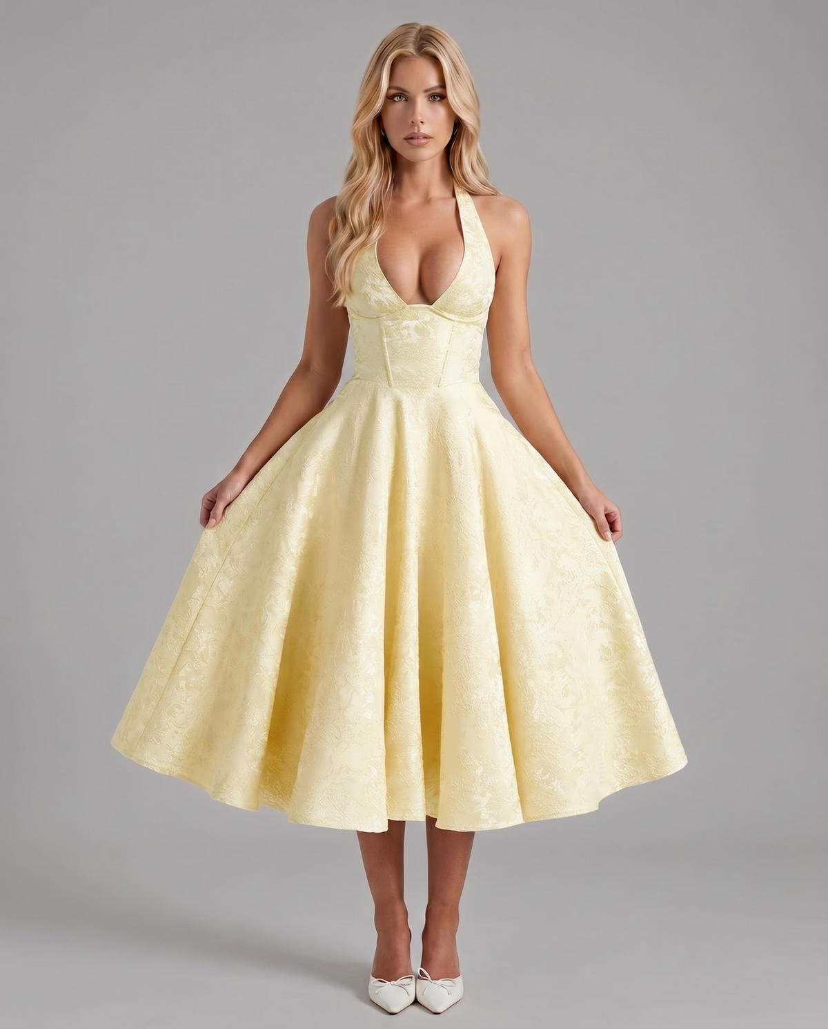 Effie Midi Dress - Lemon