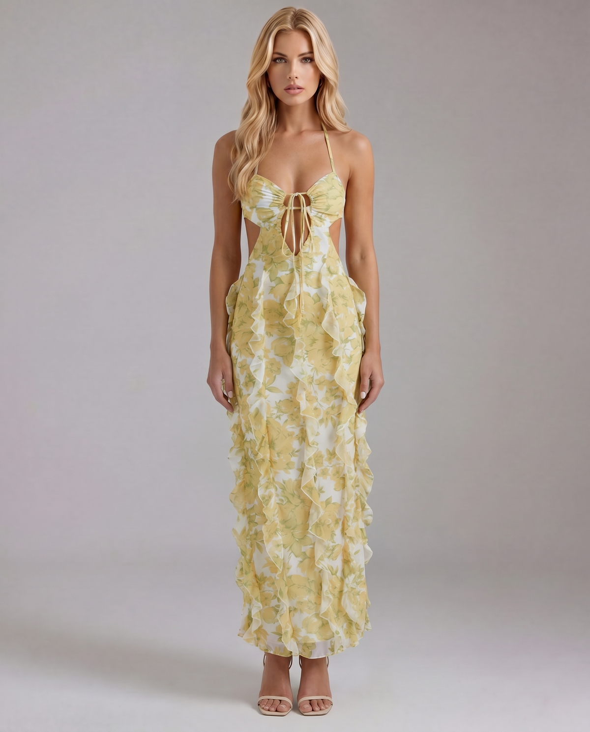 Lola Ruffle Maxi Sundress - Yellow