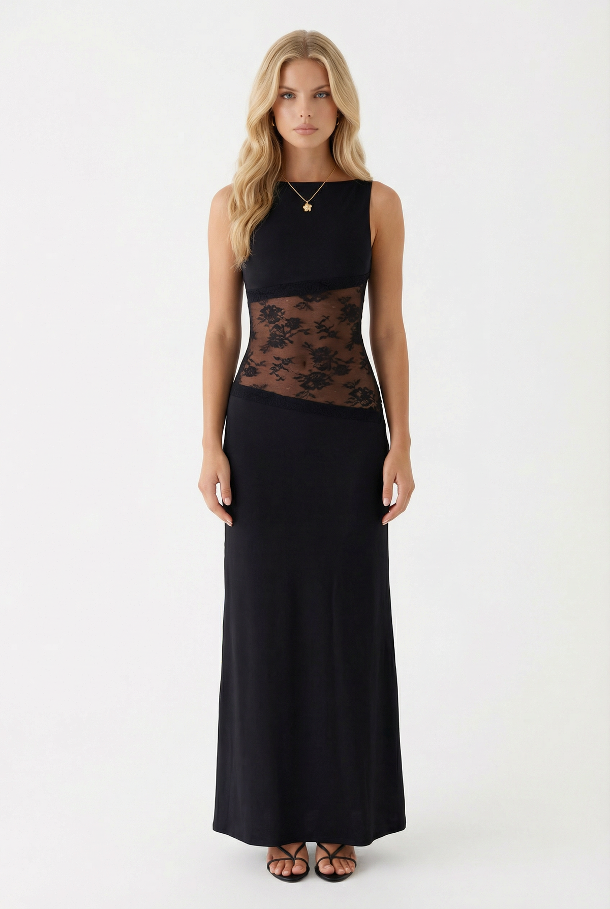 Lucy Lace Maxi Dress - Black