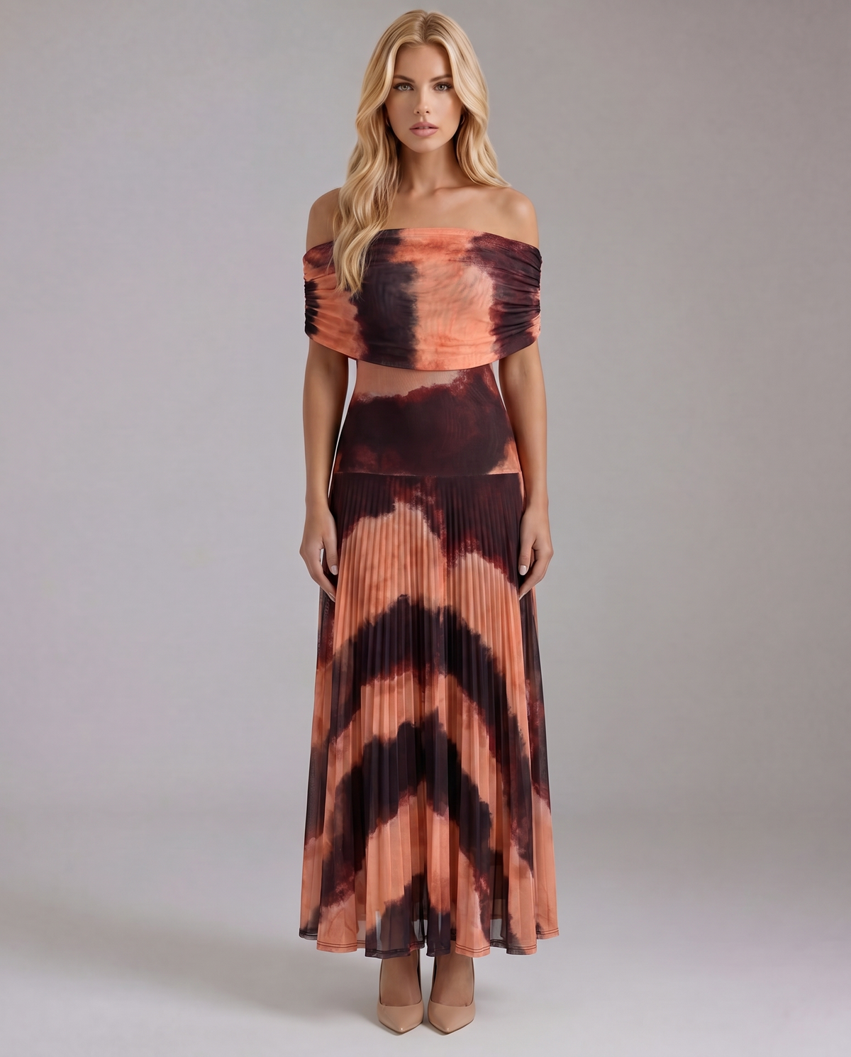 Milena Draped Maxi Dress - Brown