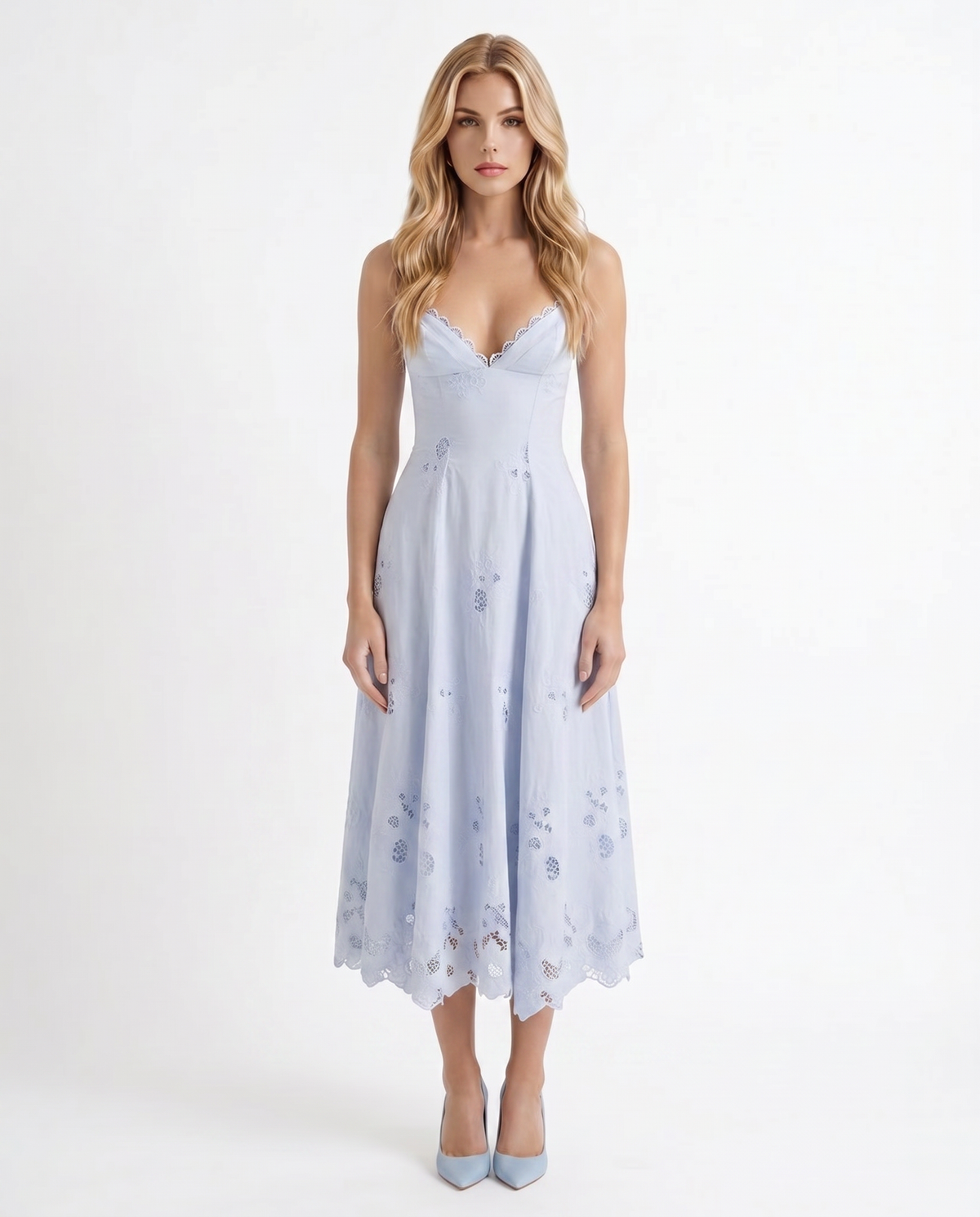 Sara Flare Midi Dress - Blue