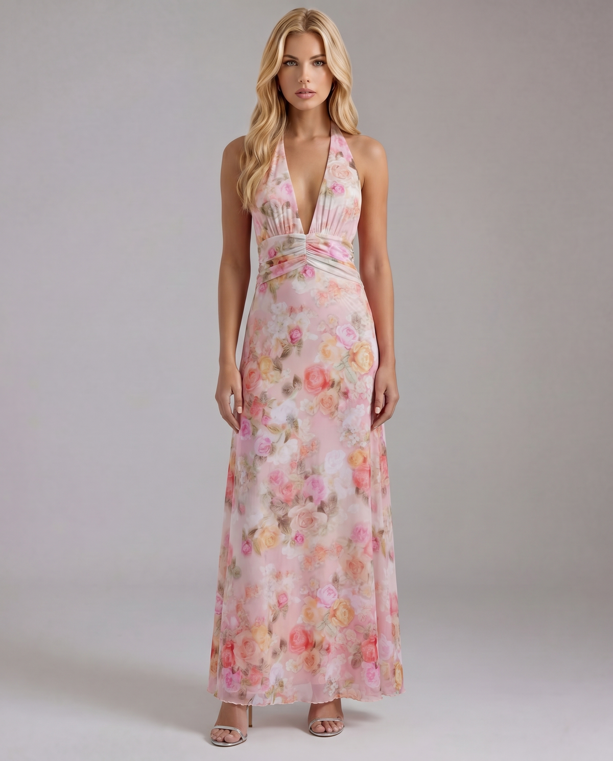 Sarah Plunge Maxi Dress - Pink