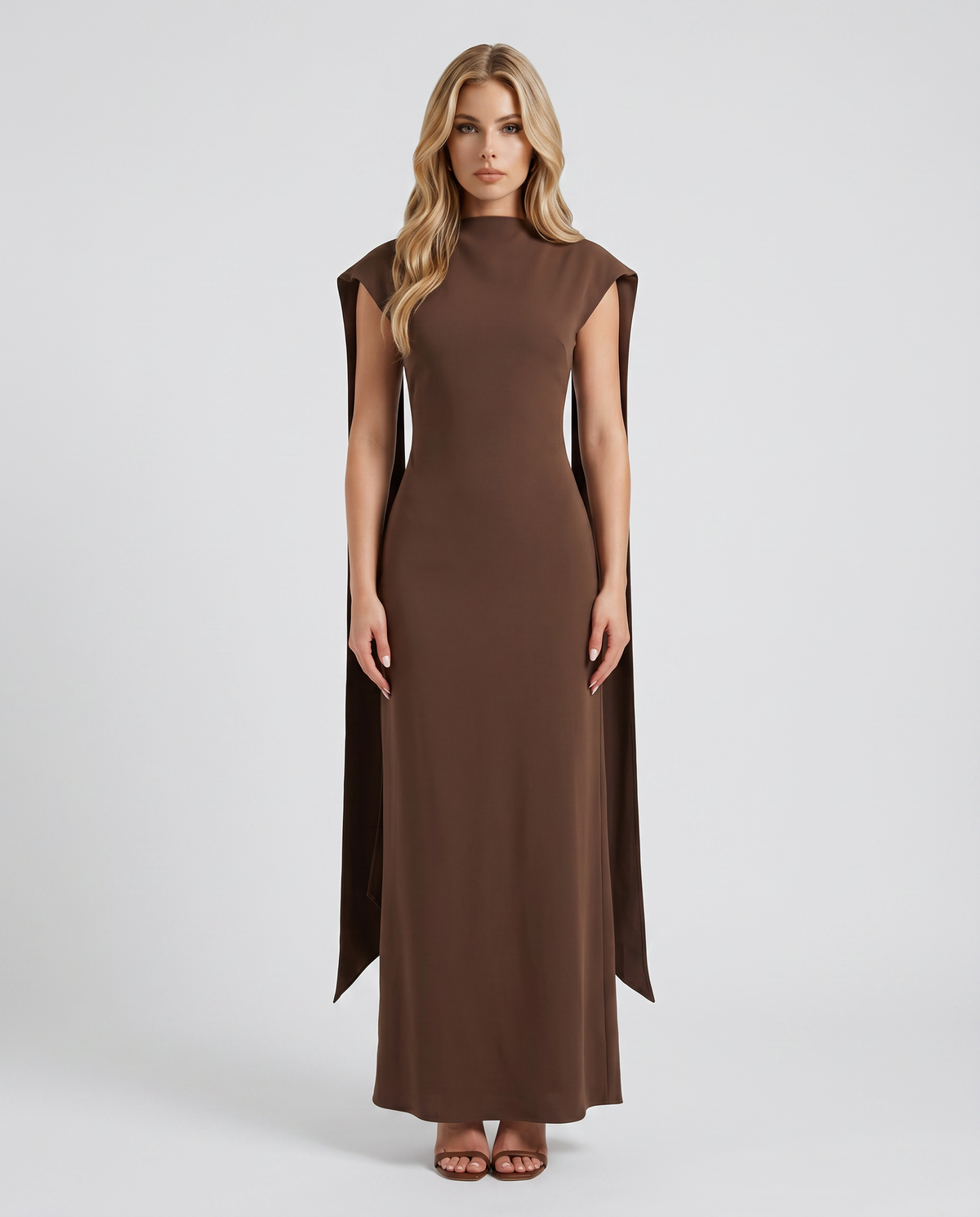 Vivienne Drape Maxi Dress - Chocolate